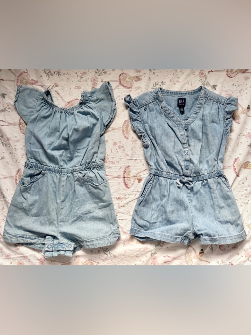 Toddler Girls Size 2 Denim Romper Bundle | Gap + Cat & Jack | Preppy Summer